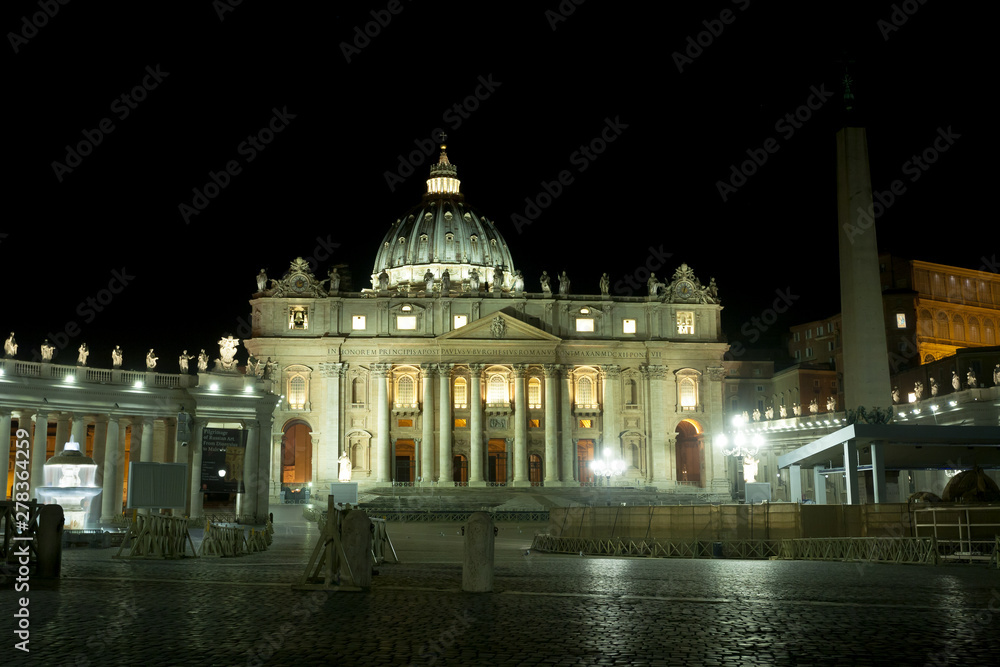 Piazza San Pietro night scene, Vatican city, Rome