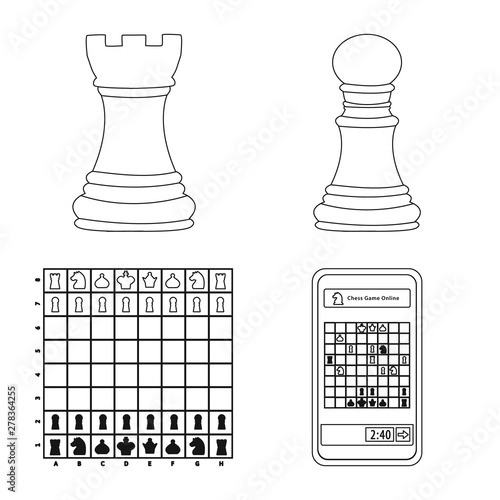 Isolated object of piece and strategy icon. Set of piece and play vector icon for stock.