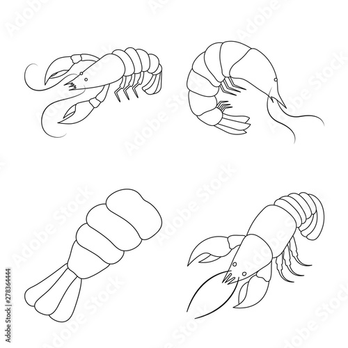 Vector illustration of food and sea logo. Set of food and animal vector icon for stock.