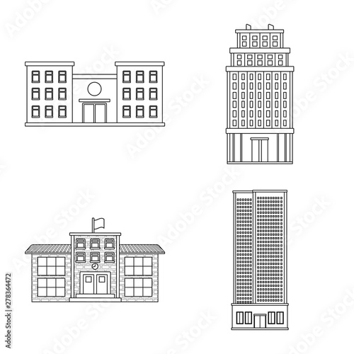 Vector illustration of architecture and exterior symbol. Collection of architecture and city vector icon for stock.