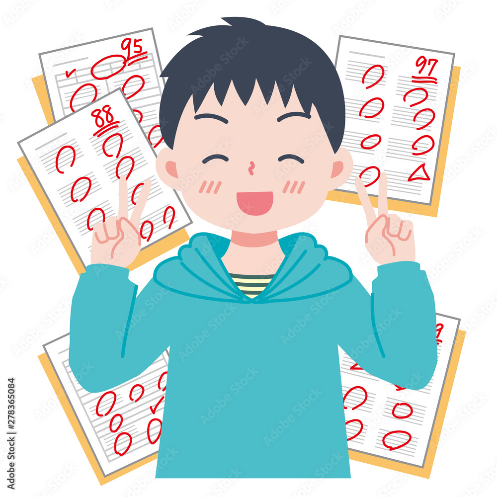 テストで高得点を取った子のイラスト Stock-Vektorgrafik | Adobe Stock