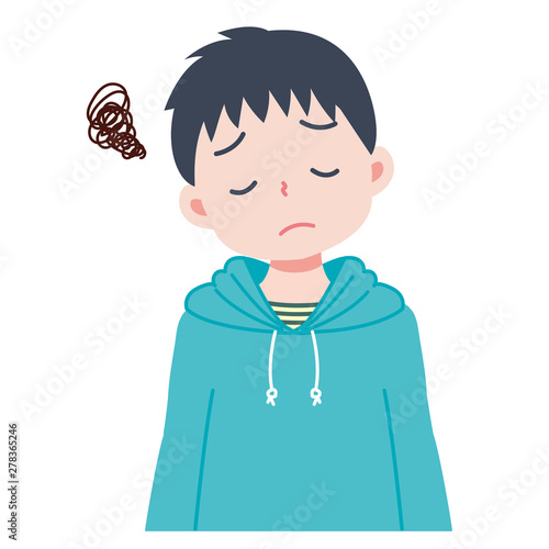 不満がある男の子のイラスト