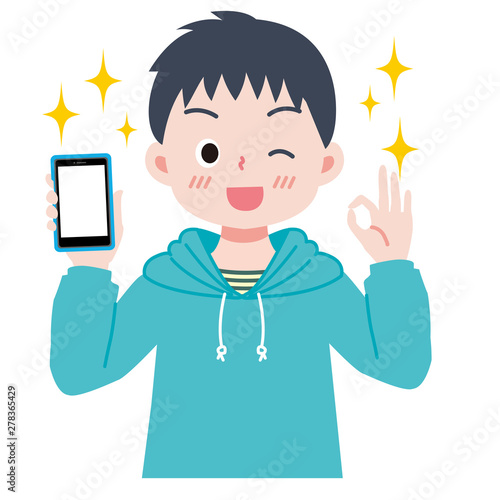 スマホを持つ男の子のイラスト Stock Vector Adobe Stock