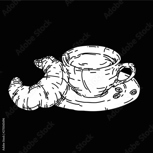tasse crissant cafe tee
