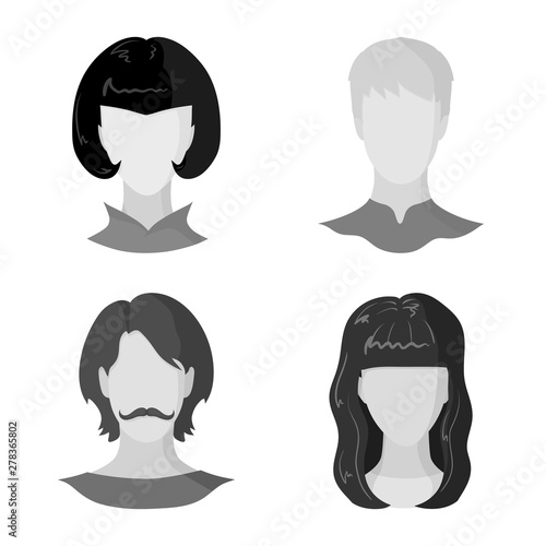 Vector design of character and profile sign. Collection of character and dummy stock vector illustration.