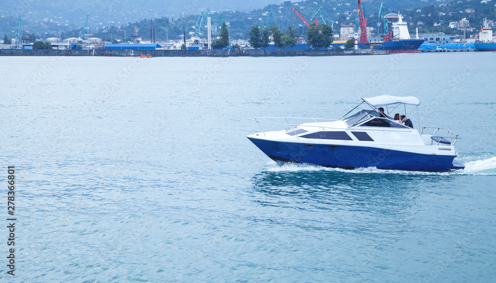 Fototapeta premium Beautiful view. Batumi, Georgia. Boat with sea