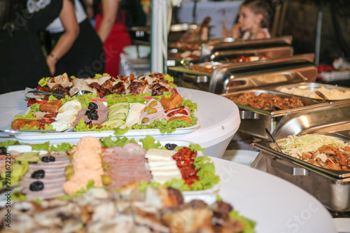 Food table in restaurant, events weddings