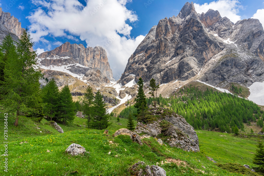 Beautiful summer landscape of Val Rosalia , Dolomites, Italy.