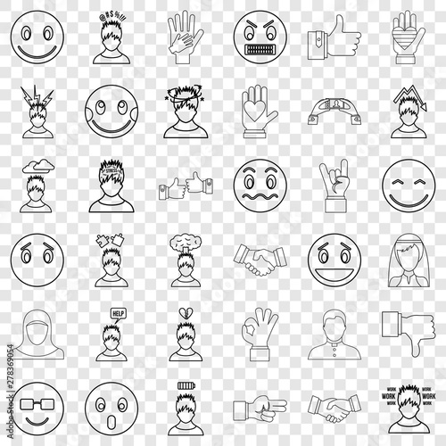 Dizzing icons set. Outline style of 36 dizzing vector icons for web for any design photo