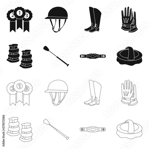 Isolated object of equipment and riding icon. Set of equipment and competition stock symbol for web.