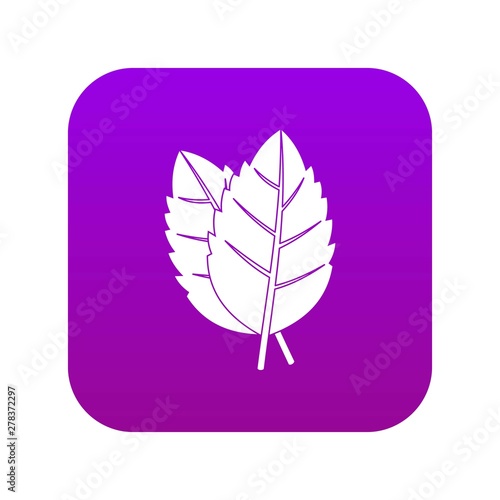 Two basil leaves icon digital purple for any design isolated on white vector illustration