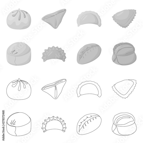 Isolated object of products and cooking logo. Collection of products and appetizer vector icon for stock.