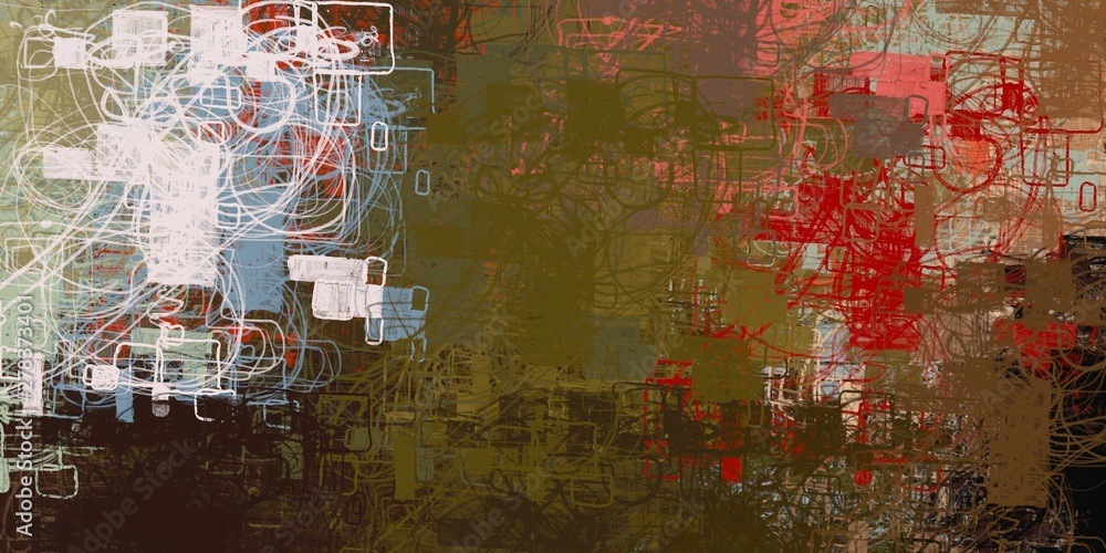 Fototapeta premium Vintage old fashion painting. 2d illustration. Texture backdrop. Creative chaos structure.