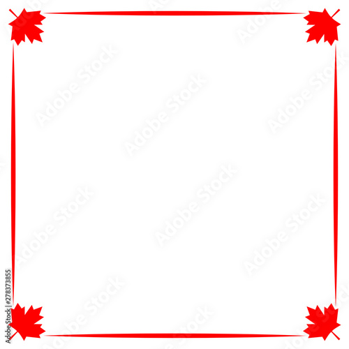 Canadian maple leaf symbolism flag decorative border card frame with copy space for your text. © Anbel