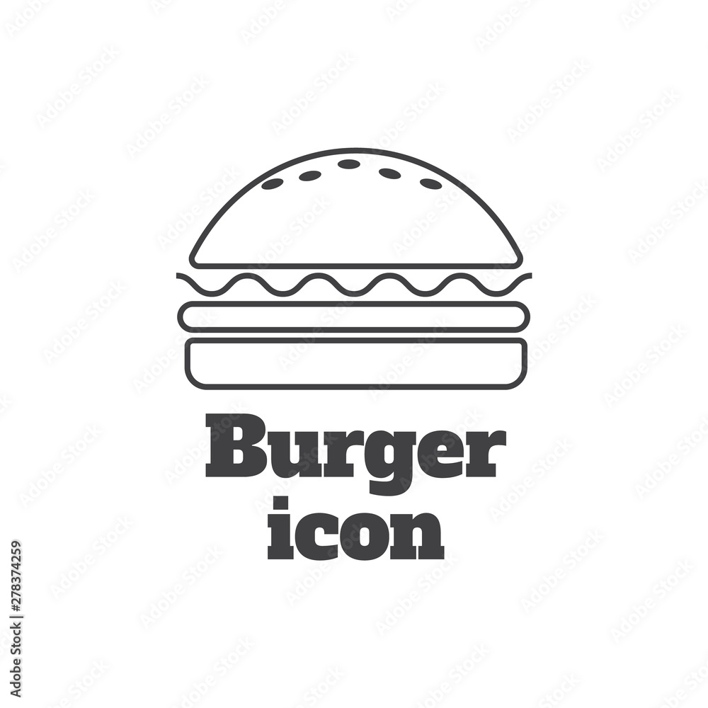 Burger icon vector. Fast food icon. Burger vector silhouette Burger icon vector. Fast food icon. Burger vector silhouette