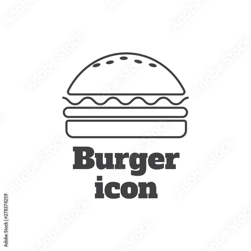 Burger icon vector. Fast food icon. Burger vector silhouette