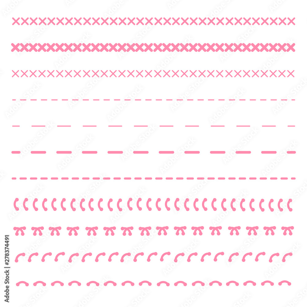 Detail stitched vector patterns. Sewing seams pattern. Detail stitched vector patterns. Sewing seams pattern.