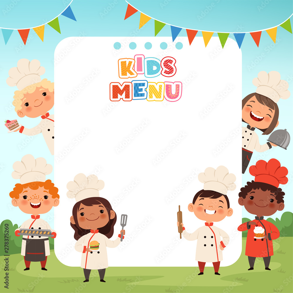 Children cooking background. Little kids chef making food teenage boys and girls professional people cooking. Boy and girl cooking dinner illustration Children cooking background. Little kids chef making food teenage boys and girls professional people cooking. Boy and girl cooking dinner illustration
