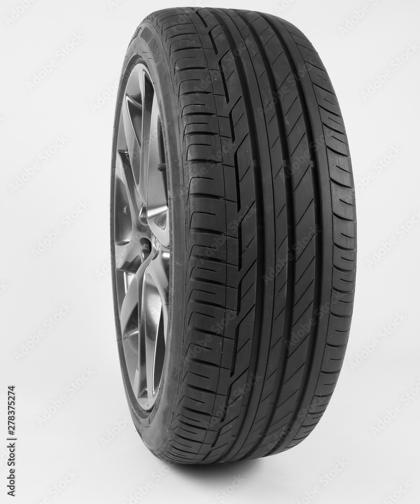 isolated tires and wheels for the car  on a white background