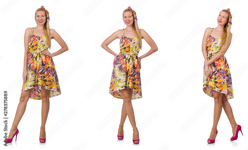 Collage of woman in fashion look isolated on white Collage of woman in fashion look isolated on white