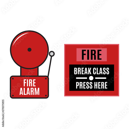 Fire button flat. Fire alarm icon vector