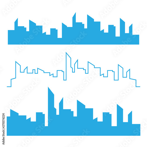 Cities silhouette. City landscape template. Thin line City landscape