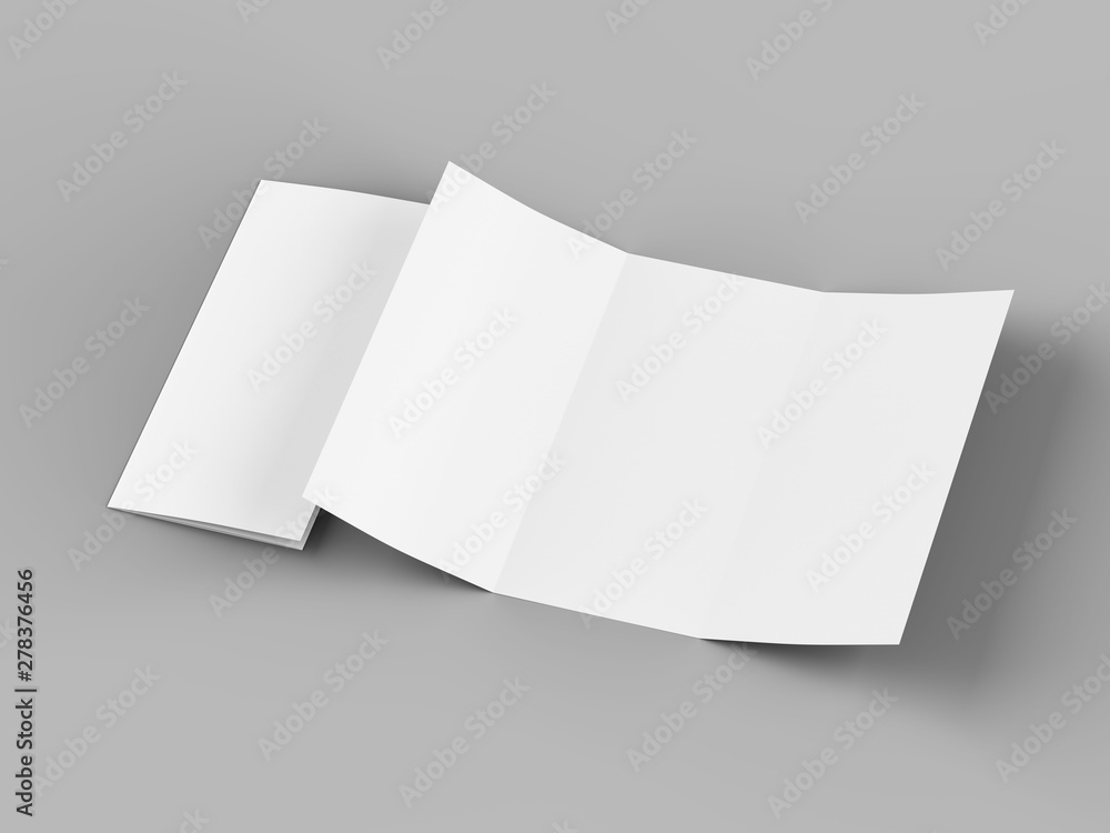 Open trifold brochure in A4 format mockup.3d illustartion Open trifold brochure in A4 format mockup.3d illustartion