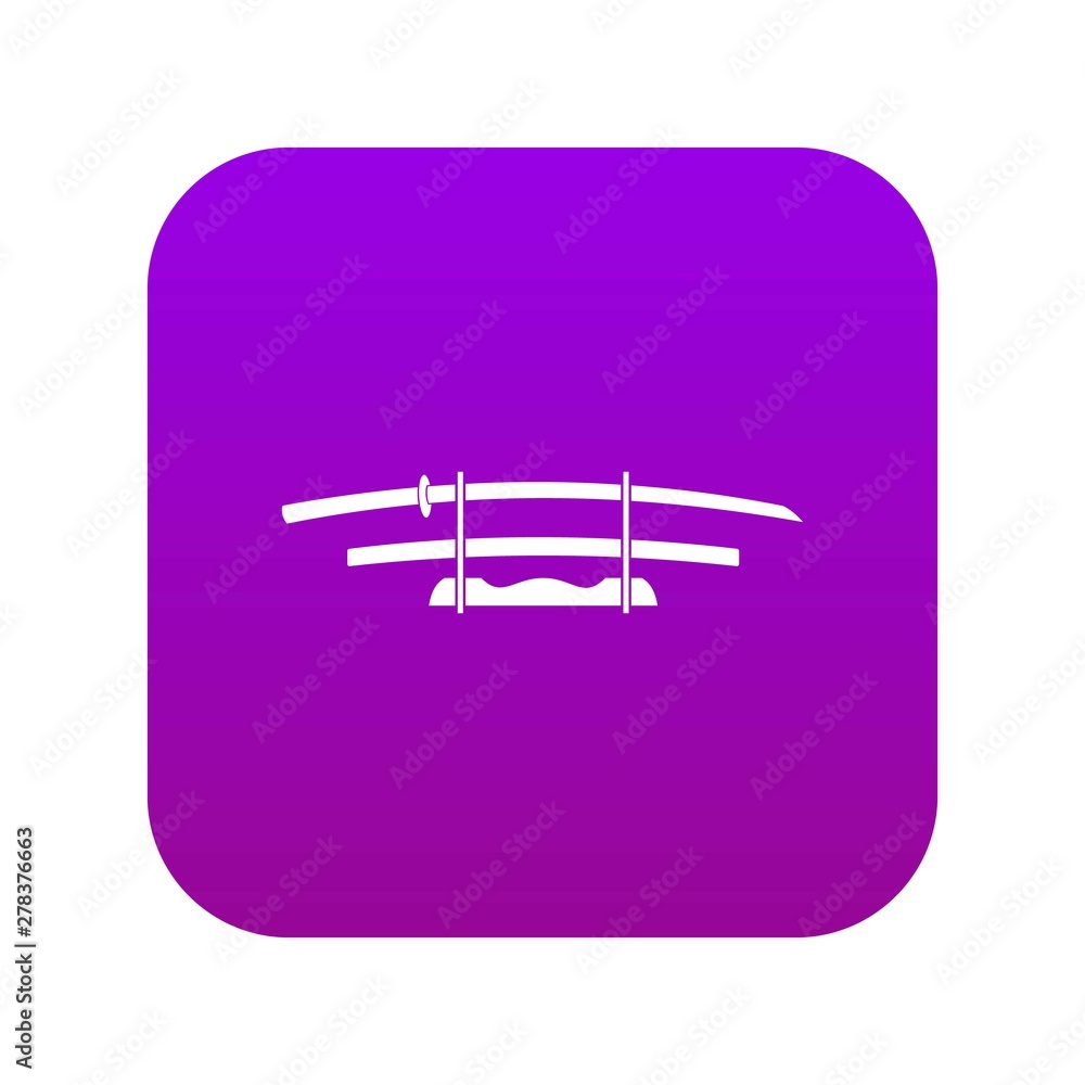 Katana, Japanese sword icon digital purple for any design isolated on white vector illustration Katana, Japanese sword icon digital purple for any design isolated on white vector illustration