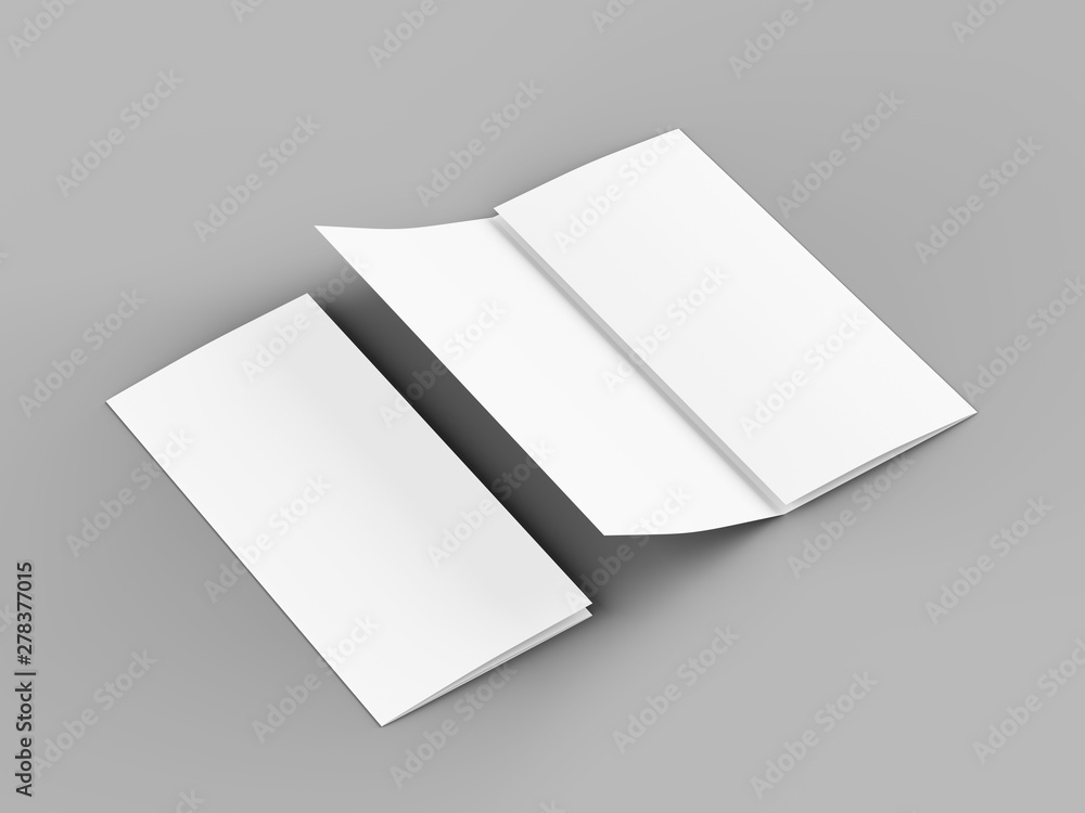 Open trifold brochure in A4 format mockup.3d illustartion Open trifold brochure in A4 format mockup.3d illustartion