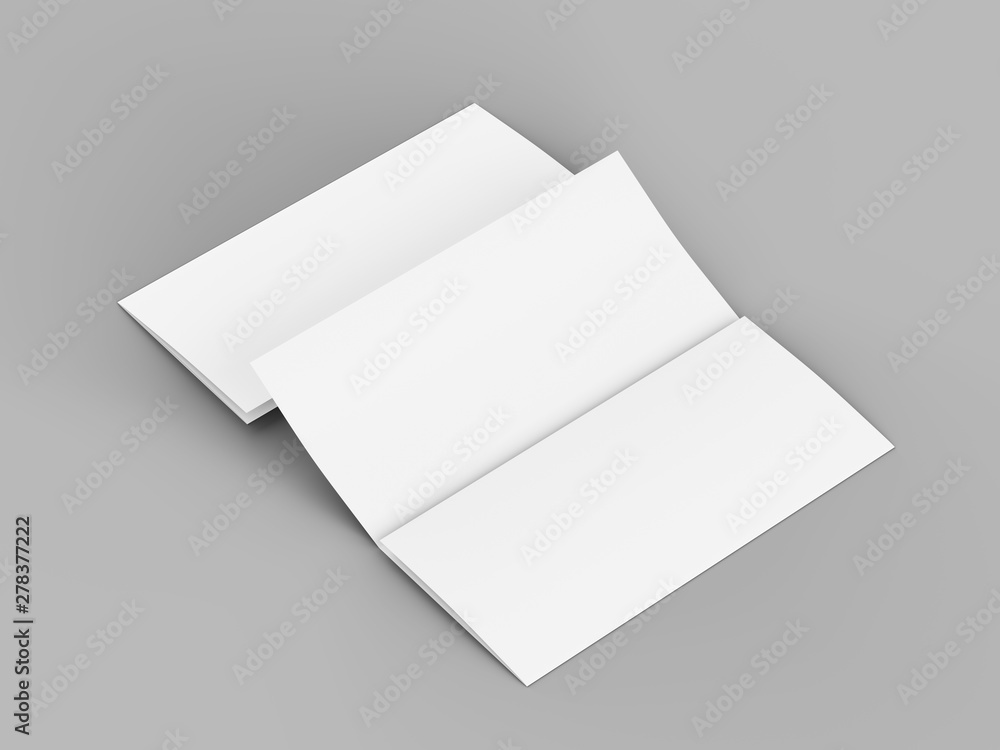 Open trifold brochure in A4 format mockup.3d illustartion Open trifold brochure in A4 format mockup.3d illustartion