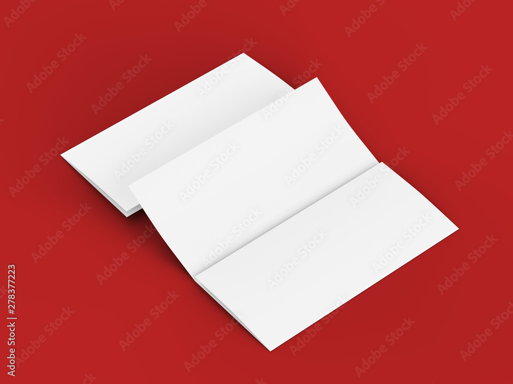 Open trifold brochure in A4 format mockup.3d illustartion Open trifold brochure in A4 format mockup.3d illustartion