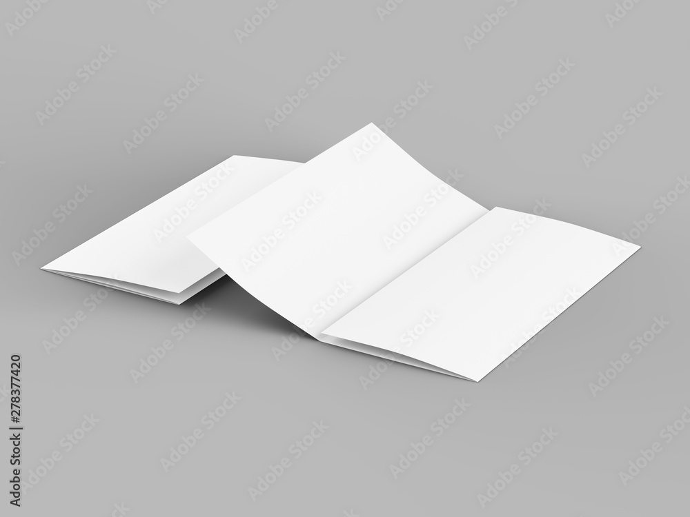 Open trifold brochure in A4 format mockup.3d illustartion Open trifold brochure in A4 format mockup.3d illustartion