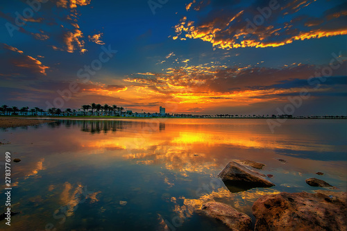 morning drama sunrise view in Modon lake Dammam Saudi Arabia