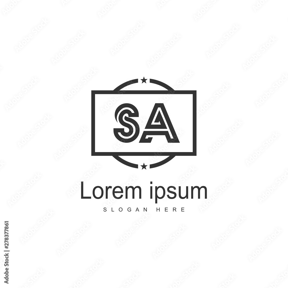 Initial SA logo template with modern frame. Minimalist SA letter logo vector illustration