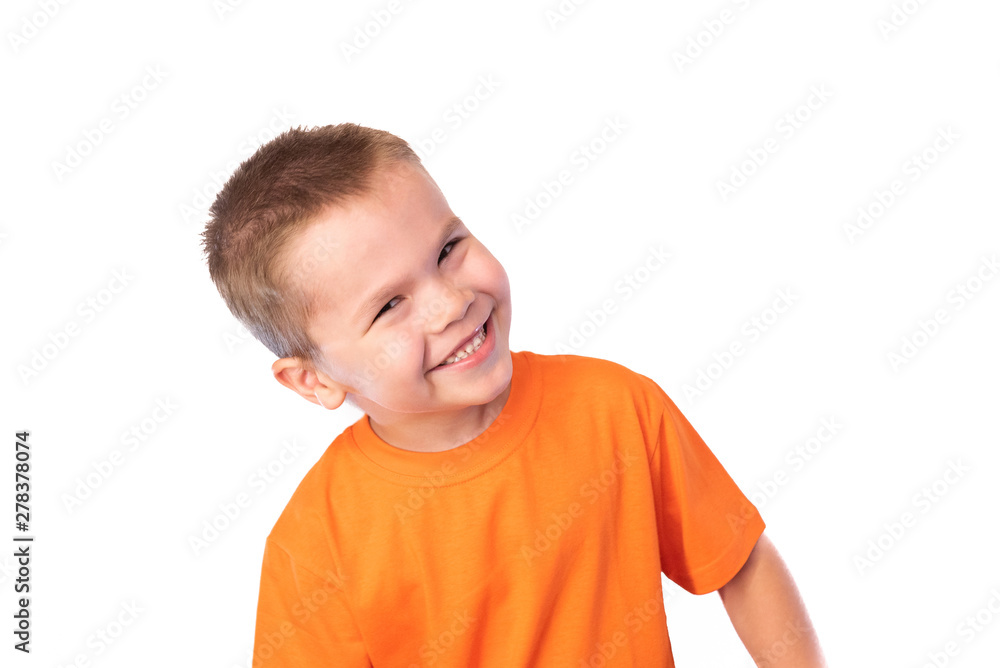 Little cute boy smiling, isolated on white background Little cute boy smiling, isolated on white background