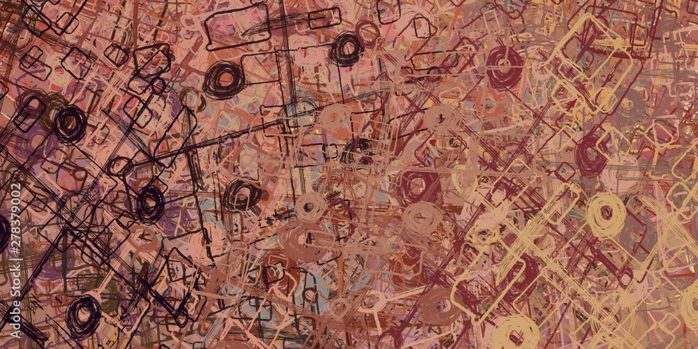Fototapeta premium Crazy sketch random pattern. Creative chaos and variety. Modern art drawing painting. 2d illustration. Digital texture wallpaper. Artistic sketch draw backdrop material. 