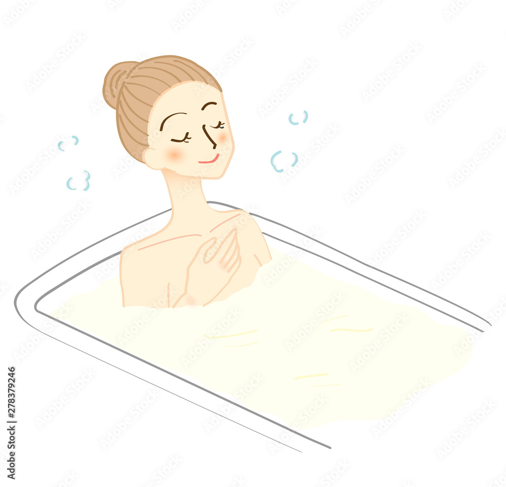 入浴する女性のイラスト スキンケア 入浴する女性のイラスト スキンケア