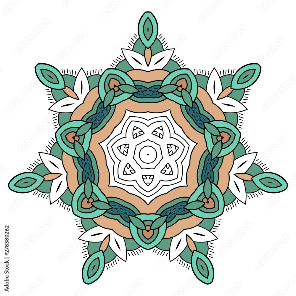 Fototapeta premium Mandala pattern. Abstract vector. Vintage decorative elements. Hand drawn background. - Vector
