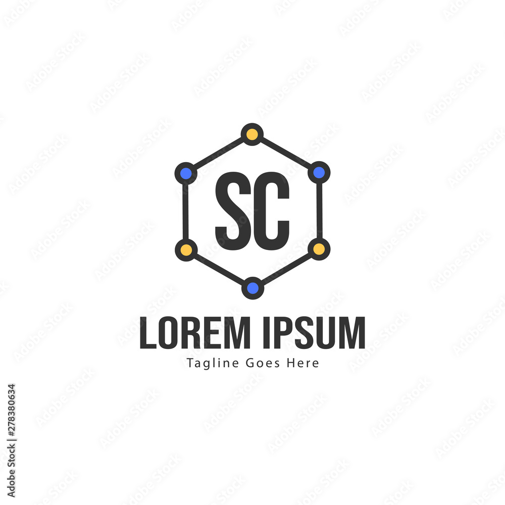 Initial SC logo template with modern frame. Minimalist SC letter logo vector illustration