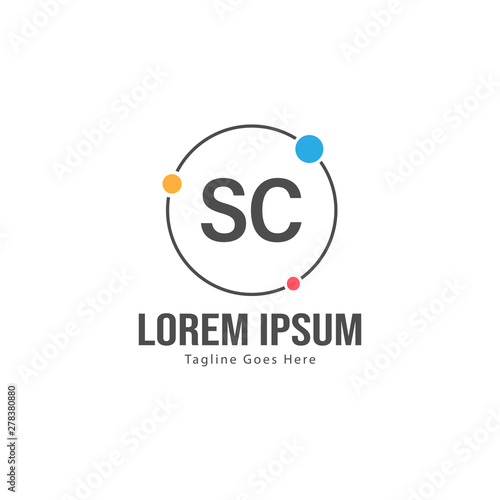 Initial SC logo template with modern frame. Minimalist SC letter logo vector illustration