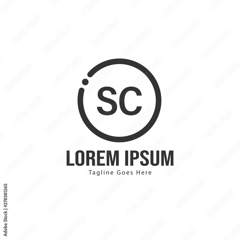 Initial SC logo template with modern frame. Minimalist SC letter logo vector illustration