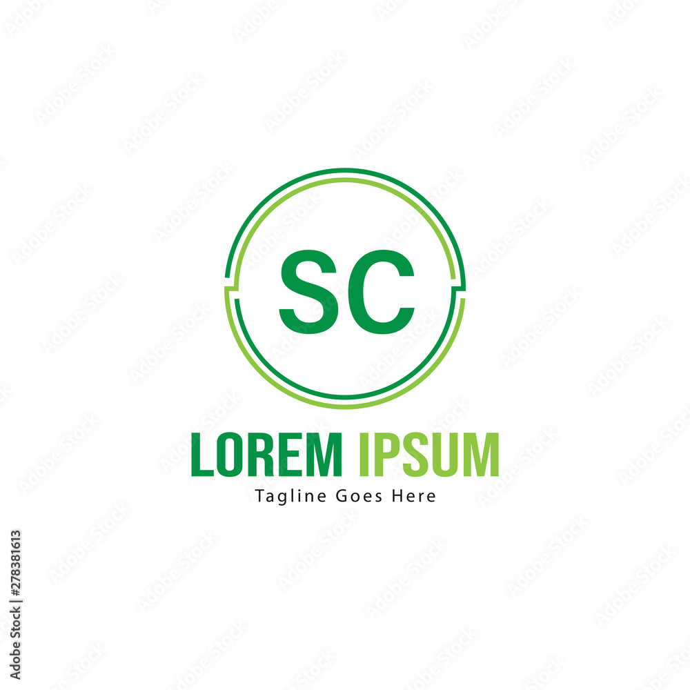 Initial SC logo template with modern frame. Minimalist SC letter logo vector illustration Initial SC logo template with modern frame. Minimalist SC letter logo vector illustration
