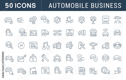 Set Vector Line Icons of Automobile Business