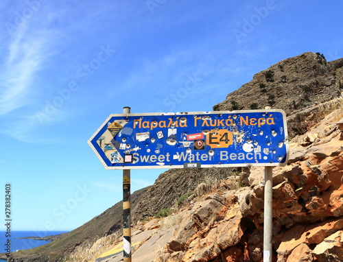 Fototapeta Naklejka Na Ścianę i Meble -  Sweet water beach near to Hora Sfakion an loutro on Crete, Greece