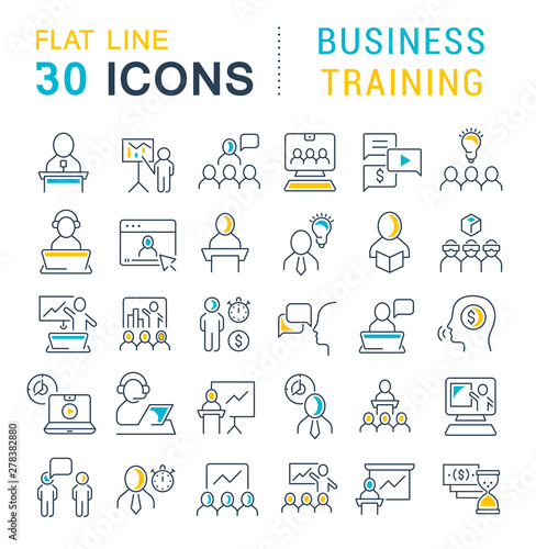 Set Vector Line Icons of Business Training