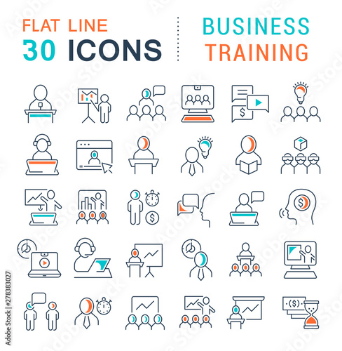 Set Vector Line Icons of Business Training