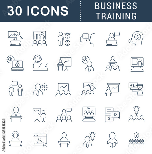 Set Vector Line Icons of Business Training