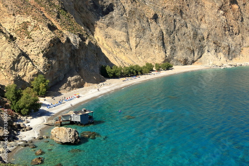 Fototapeta Naklejka Na Ścianę i Meble -  Sweet water beach near to Hora Sfakion an loutro on Crete, Greece