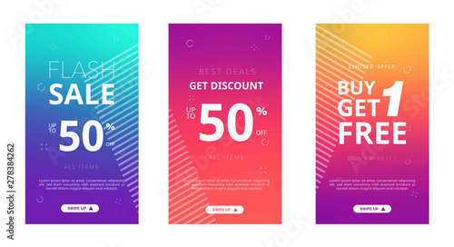 set modern gradient Instagram stories background flash sale banner  , instagram template ,  can use for, website, mobile app, poster, flyer, coupon, gift card, smartphone template, web design