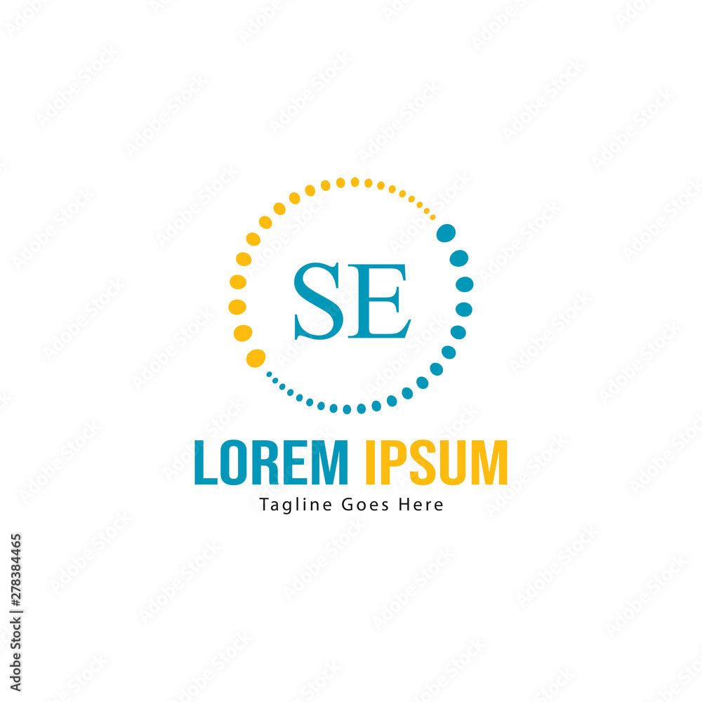 Initial SE logo template with modern frame. Minimalist SE letter logo vector illustration